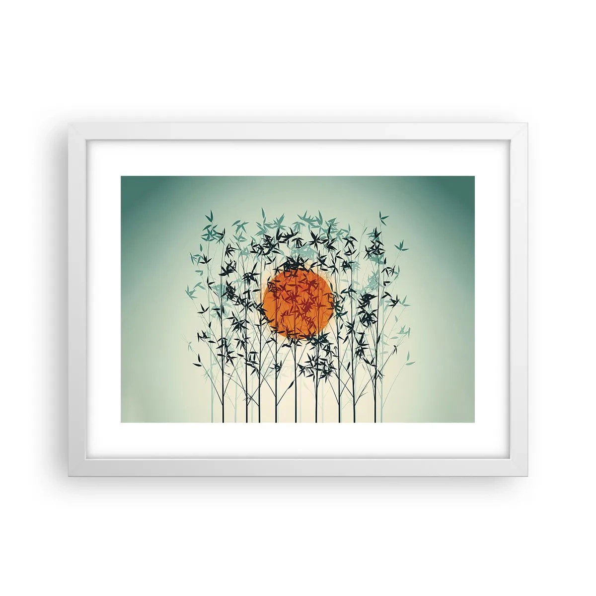 Affiche dans un cadre blanc - Poster - Soleil japonnais - 40x30 cm