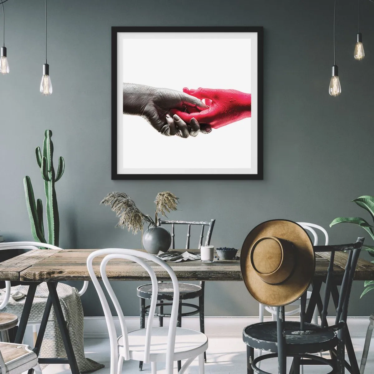 Affiche dans un cadre noir - Poster - Ensemble, bien que différents - 60x60 cm