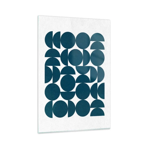 Impression sur verre - Image sur verre - Formes géométriques dans des tons bleu marine sur fond blanc - 80x120cm - Cercles et demi-cercles - Décoration murale moderne pour le salon et la chambre ARTTOR