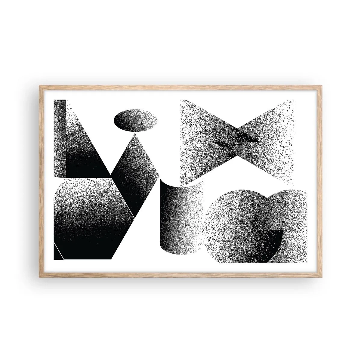 Affiche dans un chêne clair - Poster - Angles et ovales - 91x61 cm