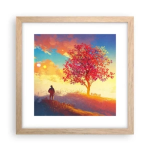 Affiche dans un chêne clair - Poster - Pèlerin à destination - 30x30 cm