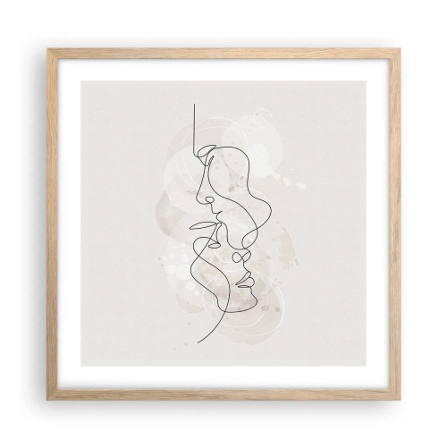 Affiche dans un chêne clair - Poster - Emmêlé dans une étreinte - 50x50 cm