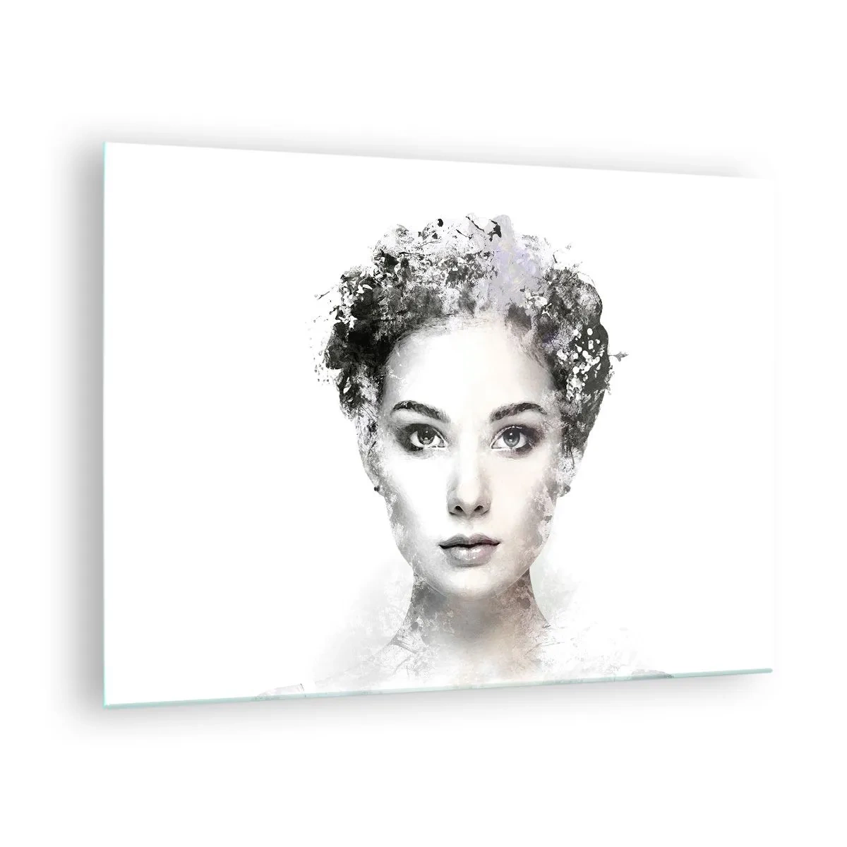 Impression sur verre - Image sur verre - Visage de femme à l'aquarelle sur fond blanc - 70x50cm - Un portrait extrêmement stylé - Décoration murale moderne pour le salon et la chambre ARTTOR