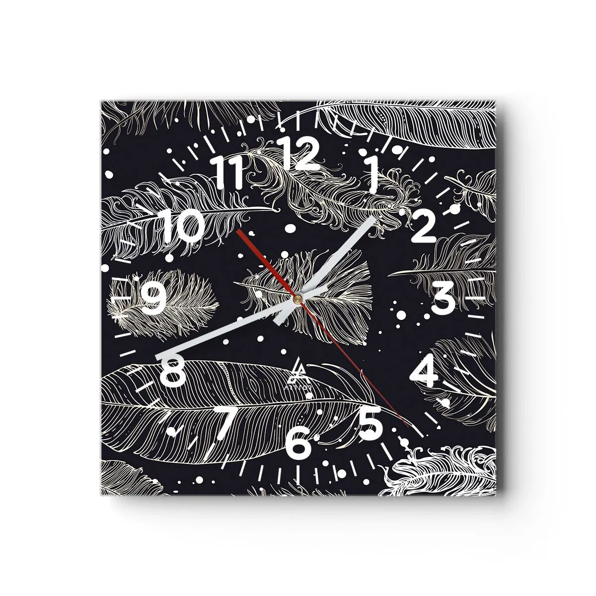 Horloge murale - Pendule murale - Toile de plumes - 40x40 cm