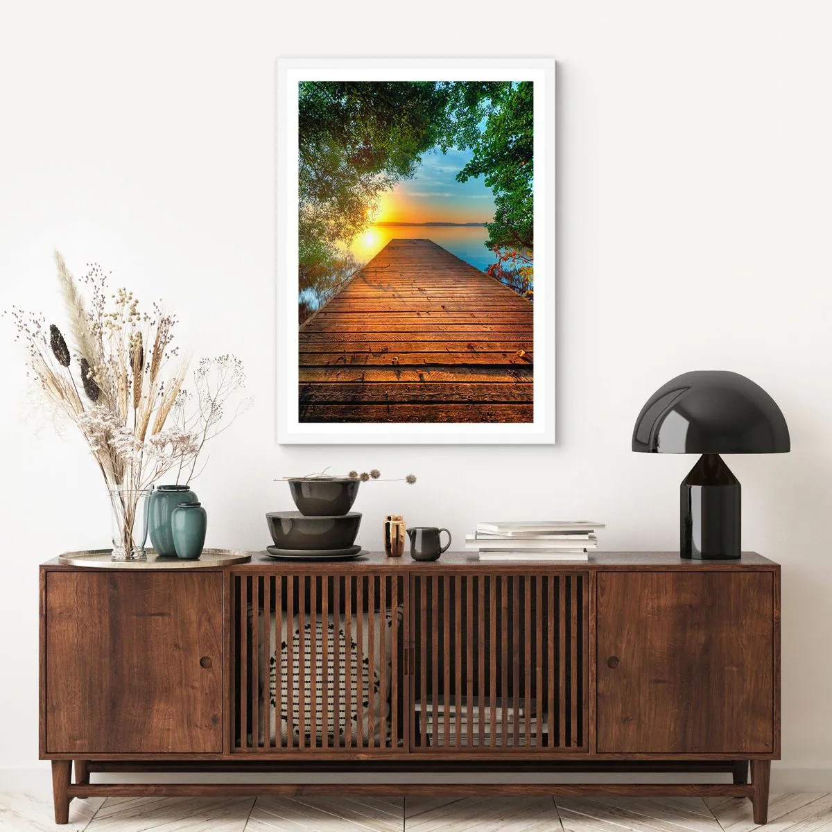 Affiche dans un cadre blanc - Poster - Prenez votre temps, asseyez-vous - 61x91 cm