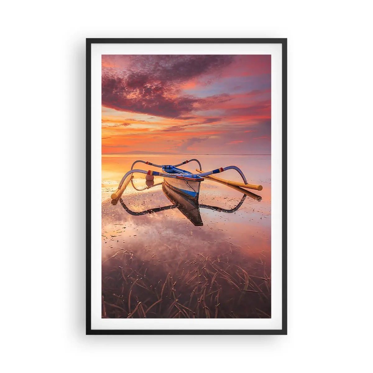 Affiche dans un cadre noir - Poster - Le calme d'une soirée tropicale - 61x91 cm