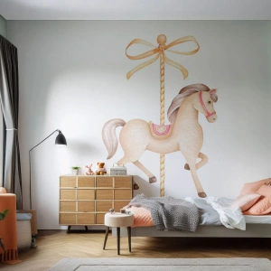 Papier Peint Autocollant Deluxe Sticker - Un trot gracieux - Cheval, Manège, De petite fille - 100x70 cm