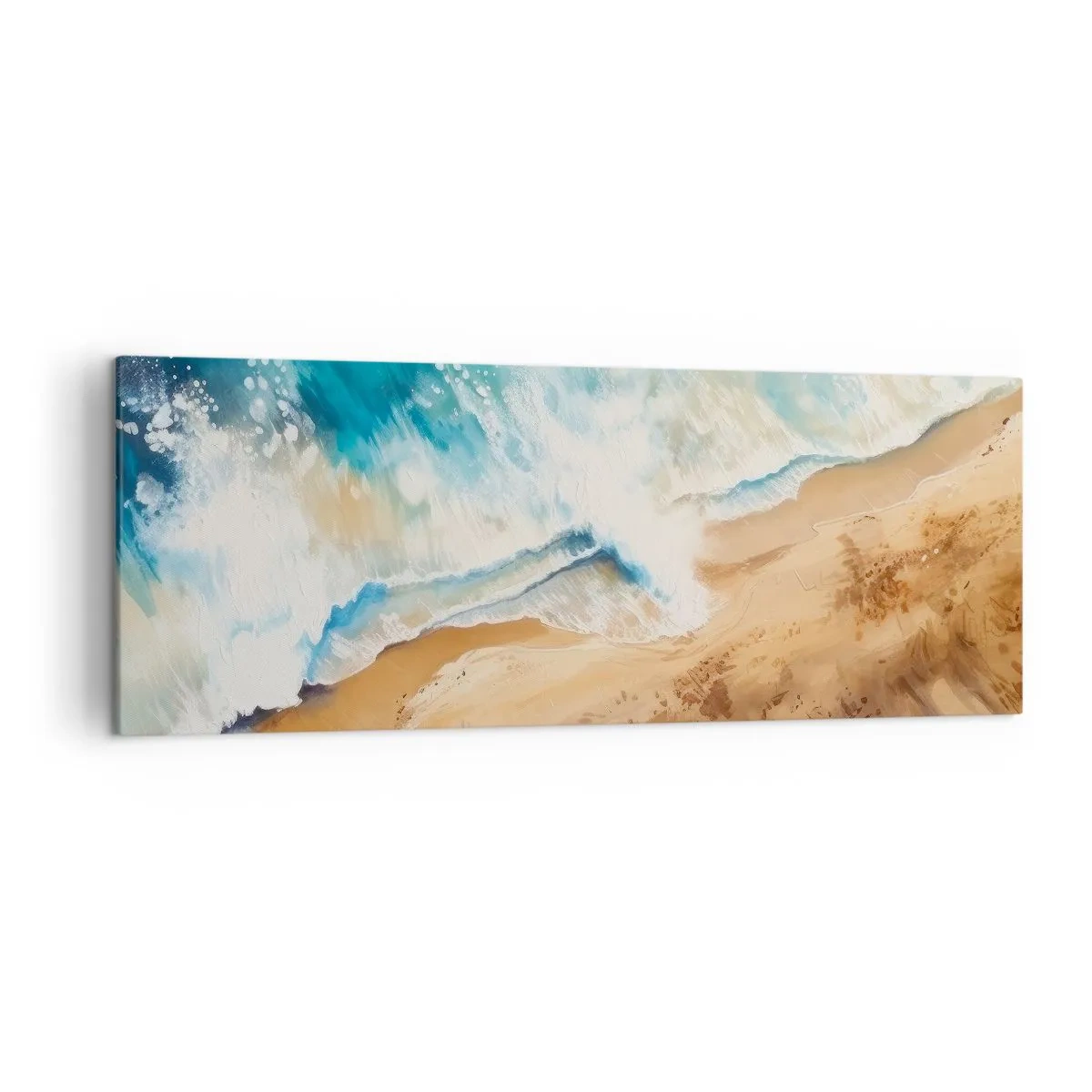 Impression sur toile - Image sur toile - Une vague de mer s'écrasant contre le rivage sablonneux - 140x50cm - La vague qui revient - Décoration murale moderne pour le salon et la chambre ARTTOR