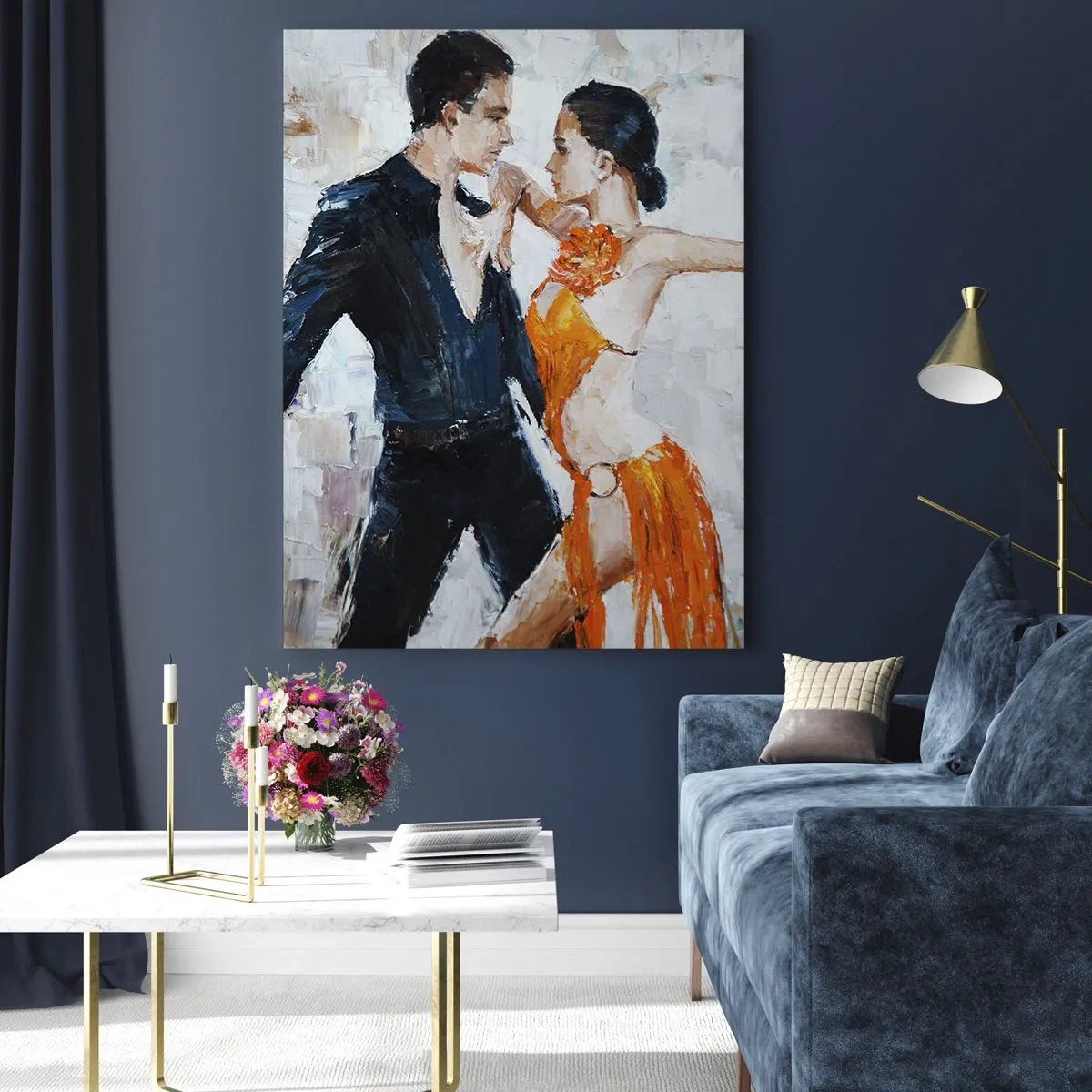 Impression sur verre - Image sur verre - Un couple dansant dans une pose dynamique sur un fond de style impressionniste - 50x70cm - Dirty dancing - Décoration murale moderne pour le salon et la chambre ARTTOR