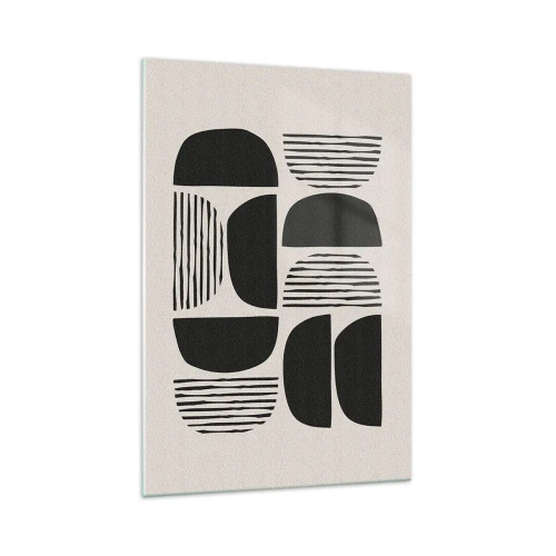 Impression sur verre - Image sur verre - Géométrie avec demi-cercles et lignes en noir sur fond clair - 70x100cm - Offres sans enthousiasme - Décoration murale moderne pour le salon et la chambre ARTTOR