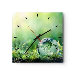 Horloge murale - Pendule murale - La planette verte - 40x40 cm