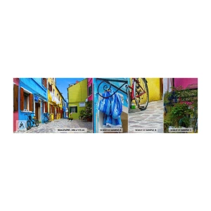 Échantillon de Papier Peint Premium Canvas - Pastel, douce ruelle - Ville, Vélos, Ruelle - 100x30 cm