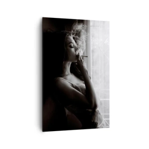 Impression sur toile - Image sur toile - Une femme dans une pose sensuelle sur une photographie en noir et blanc - 80x120cm - Vous sentez-vous libre ? - Décoration murale moderne pour le salon et la chambre ARTTOR