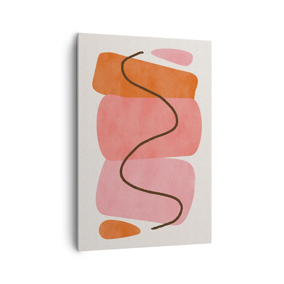 Impression sur toile - Image sur toile - Formes abstraites dans des tons roses et oranges - 70x100cm - mouvement doux des formes - Décoration murale moderne pour le salon et la chambre ARTTOR