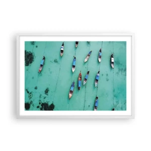 Affiche dans un cadre blanc - Poster - Dans une attente jouyeuse - 70x50 cm