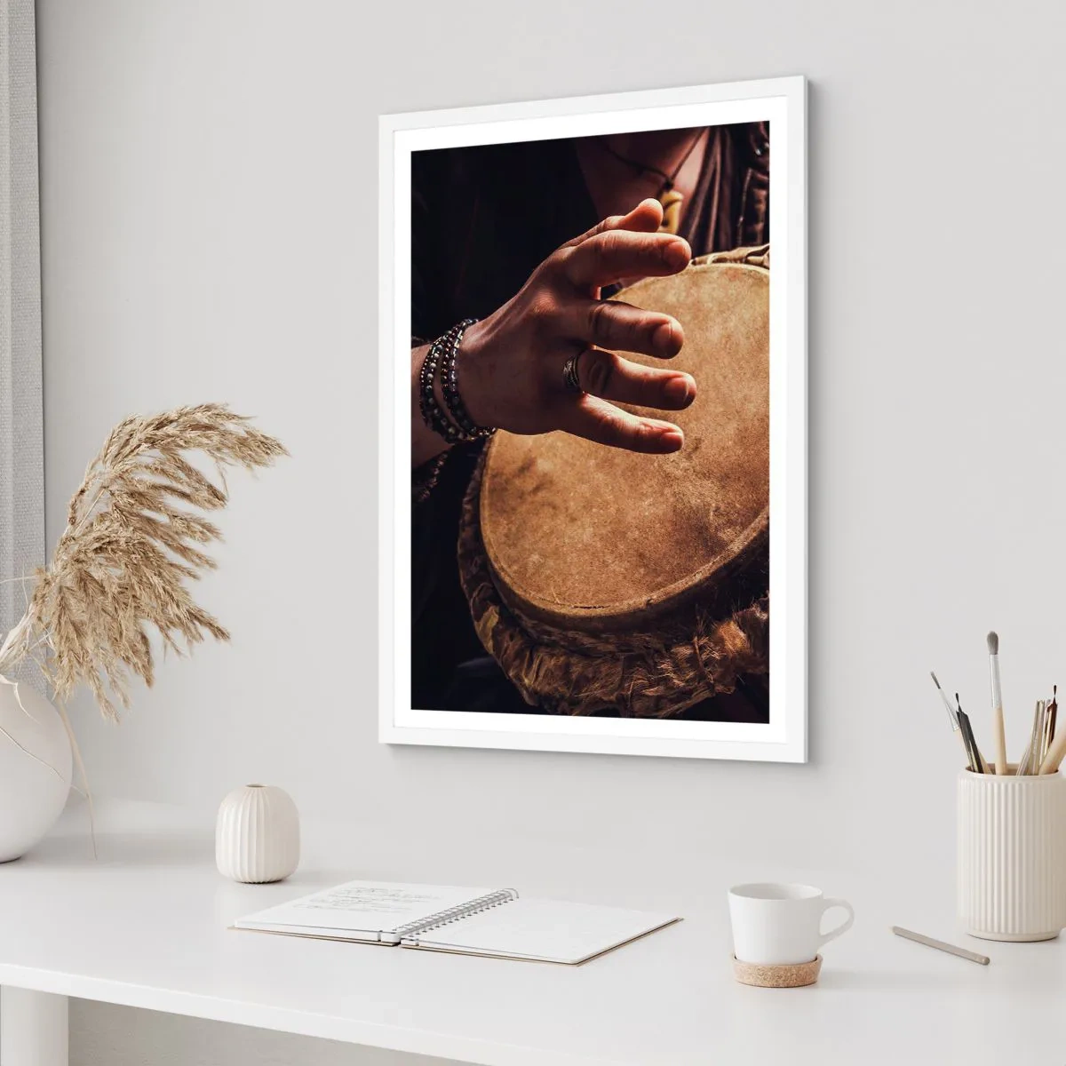 Affiche dans un cadre blanc - Poster - Au rythme du coeur - 50x70 cm