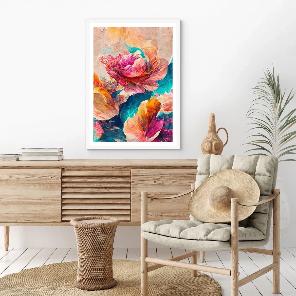 Affiche dans un cadre blanc - Poster - Splendeur colorée du bouquet - 70x100 cm