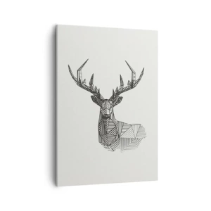 Impression sur toile - Image sur toile - Image géométrique d'un cerf dans un style minimaliste en noir et blanc - 50x70cm - Cerf dans un style cubique - Décoration murale moderne pour le salon et la chambre ARTTOR