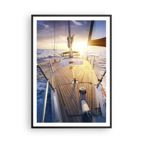 Affiche dans un cadre noir - Poster - Courir sur les vagues - 70x100 cm