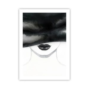 Affiche - Poster - Portrait en noir et blanc d'une femme aux yeux bandés - 50x70cm - Un mystère sensuel - Décoration murale moderne pour le salon et la chambre ARTTOR