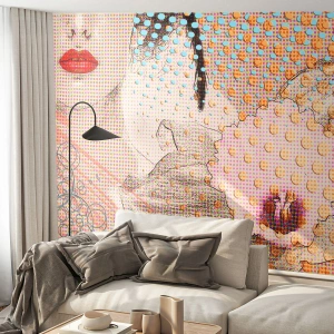 Papier Peint Autocollant Deluxe Sticker - Héroïne de bande dessinée - Abstraction, Visage de femme, Morceau - 350x256 cm