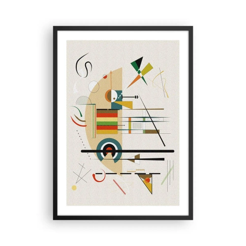 Affiche dans un cadre noir - Poster - Composition géométrique abstraite - 50x70cm - Et le monde s’amuse - Décoration murale moderne pour le salon et la chambre ARTTOR