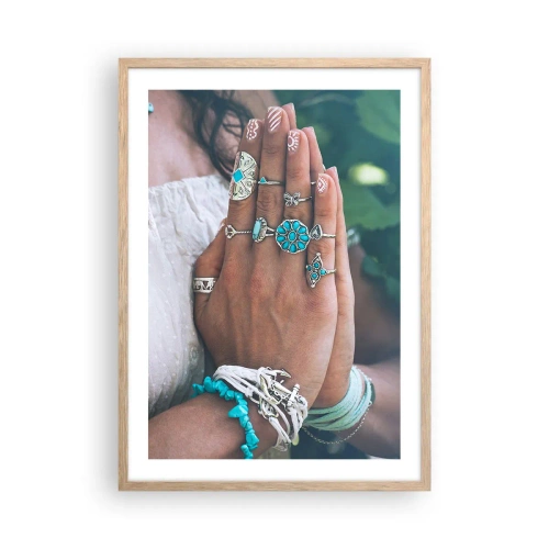 Affiche dans un chêne clair - Poster - Bienvenue au centre du bien-être - 50x70 cm