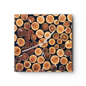 Horloge murale - Pendule murale - Modèle réalisé à partir de sections transversales de bûches de bois - 30x30cm - Quel âge je semble avoir ? - Décoration murale moderne pour le salon et la chambre ARTTOR