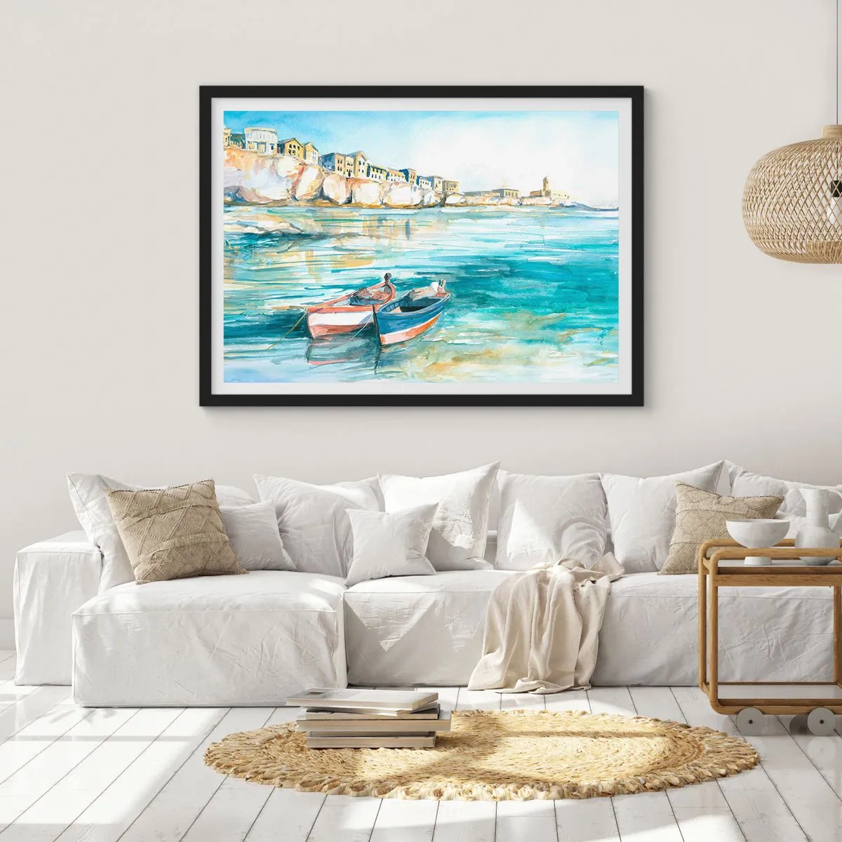 Affiche dans un cadre noir - Poster - Paysage dans l'azur - 50x40 cm