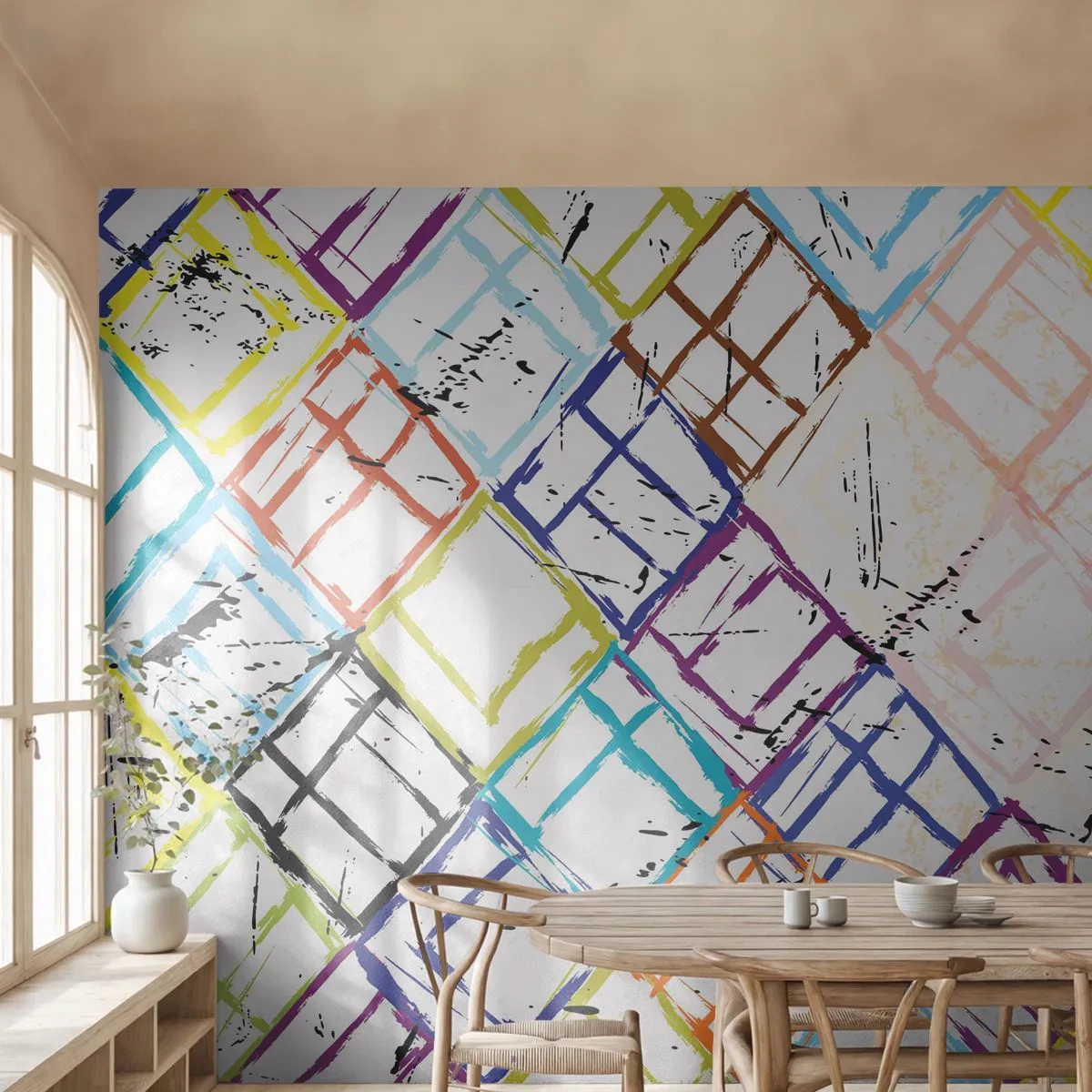 Papier peint sur mesure Autocollant Deluxe - Cellules à louer - Abstraction, Morceau, Modèle moderne