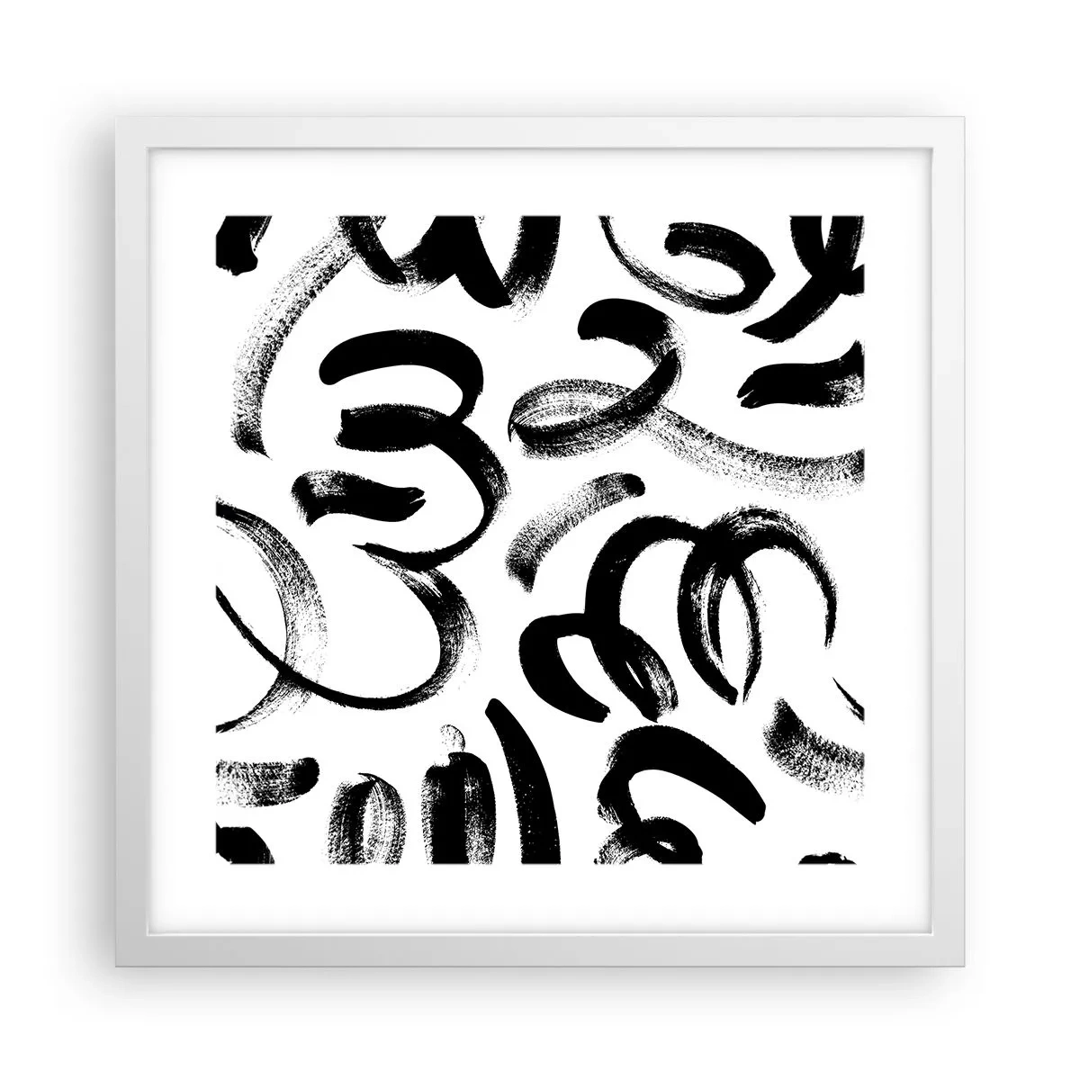 Affiche dans un cadre blanc - Poster - Noir sur blanc - 40x40 cm