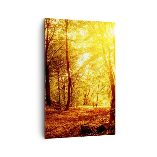 Impression sur toile - Image sur toile - Clairière d'automne sous le soleil doré avec un sentier forestier - 80x120cm - Vers la clairière dorée - Décoration murale moderne pour le salon et la chambre ARTTOR