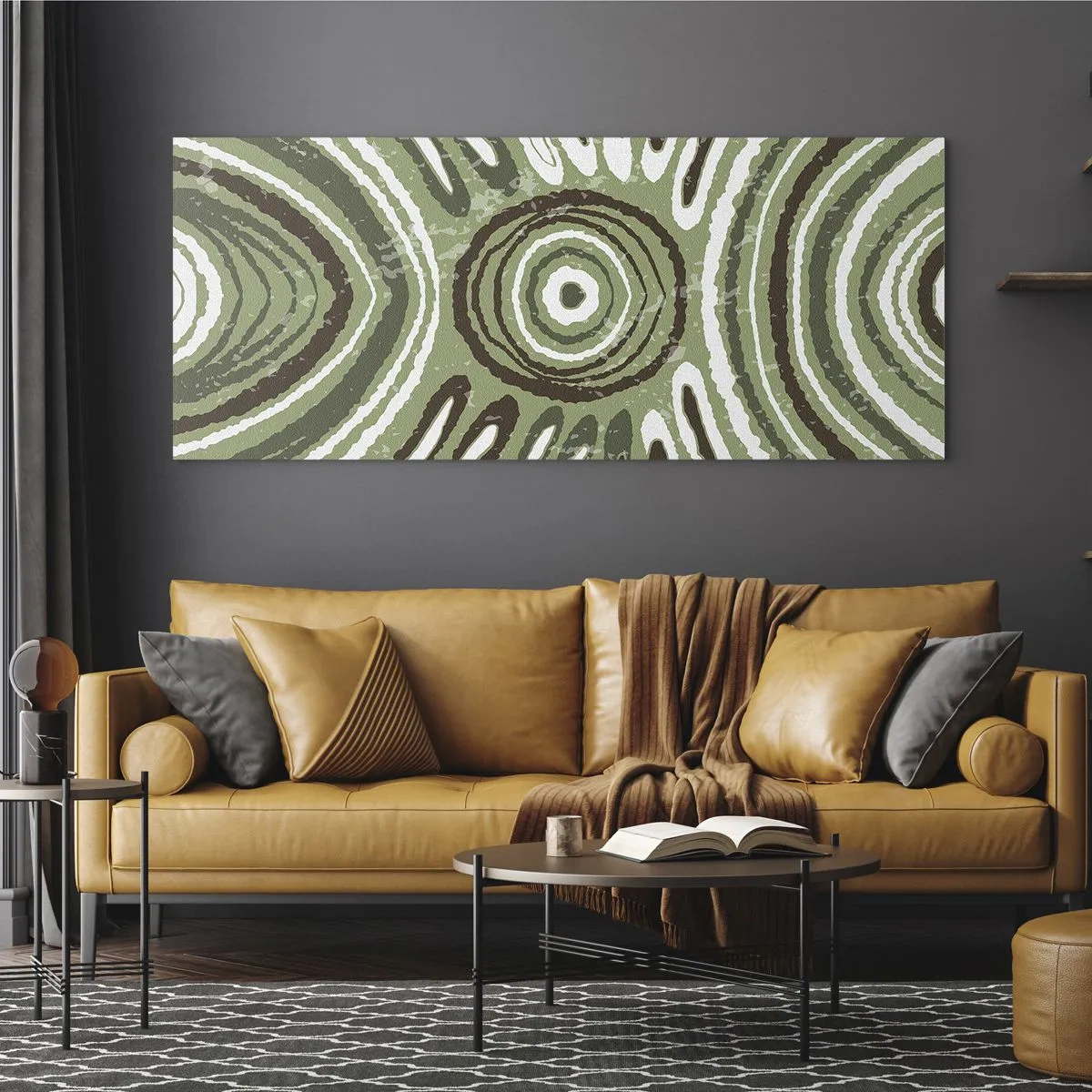 Impression sur verre - Image sur verre - Motifs abstraits dans les tons de vert et de marron - 120x50cm - Une explosion d'émotions - Décoration murale moderne pour le salon et la chambre ARTTOR