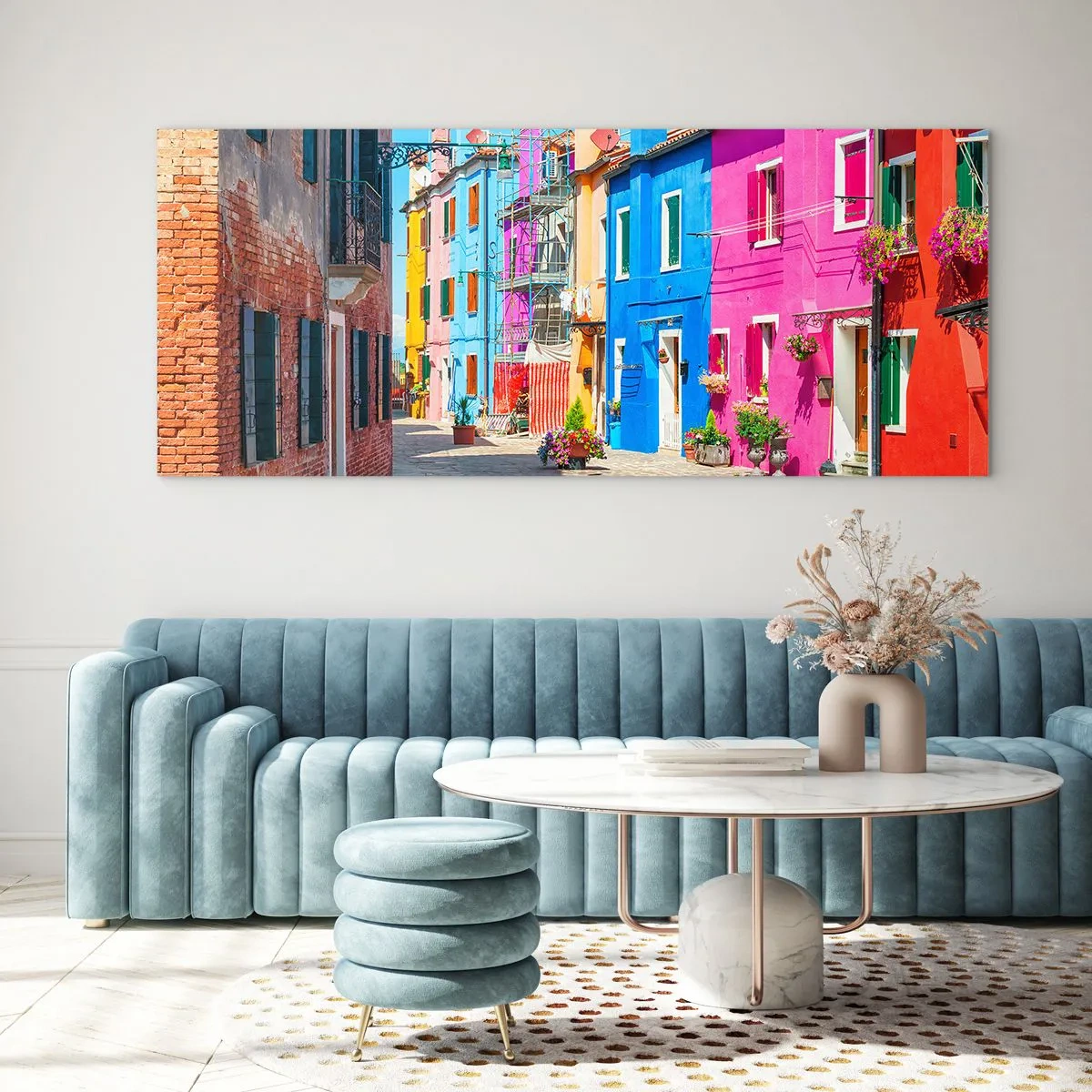 Impression sur verre - Image sur verre - Ville "Sous les perroquets" - 90x30 cm