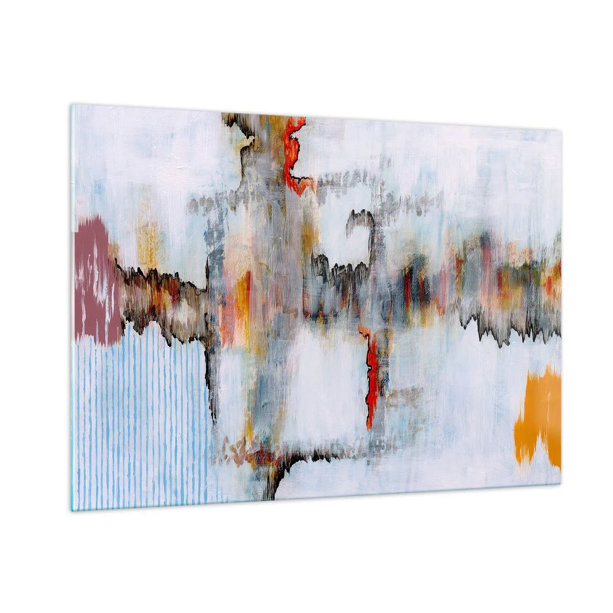 Impression sur verre - Image sur verre - Composition abstraite aux couleurs énergiques - 100x70cm - Un bâton sur l'eau - Décoration murale moderne pour le salon et la chambre ARTTOR