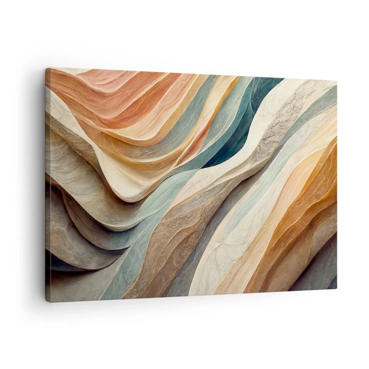 Impression sur toile - Image sur toile - Vagues abstraites aux tons pastel - 70x50cm - Le moment avant le changement - Décoration murale moderne pour le salon et la chambre ARTTOR
