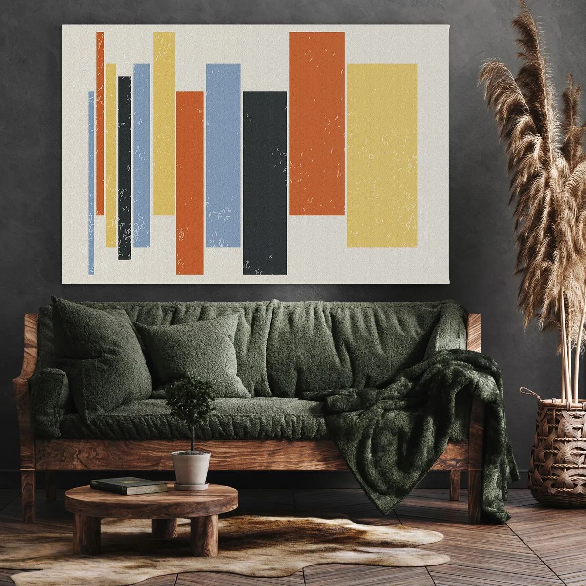 Impression sur toile - Image sur toile - Des rectangles colorés dans un arrangement moderne - 70x50cm - Notation musicale - Décoration murale moderne pour le salon et la chambre ARTTOR