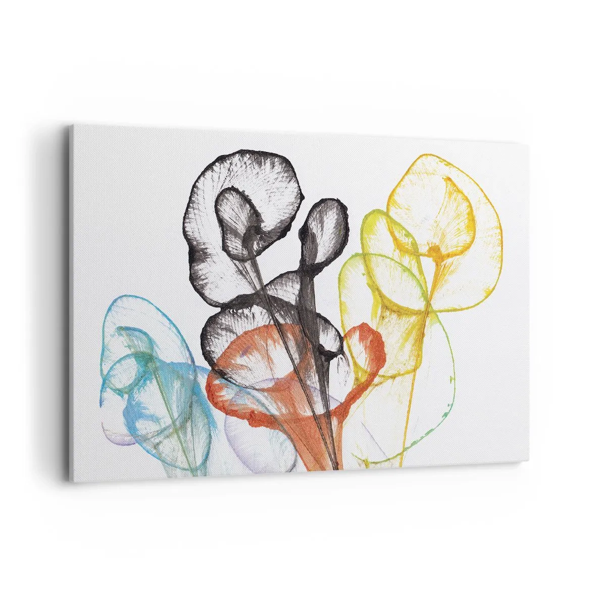 Impression sur toile - Image sur toile - Fleurs transparentes colorées sur fond blanc - 120x80cm - Fleurs avec une âme - Décoration murale moderne pour le salon et la chambre ARTTOR