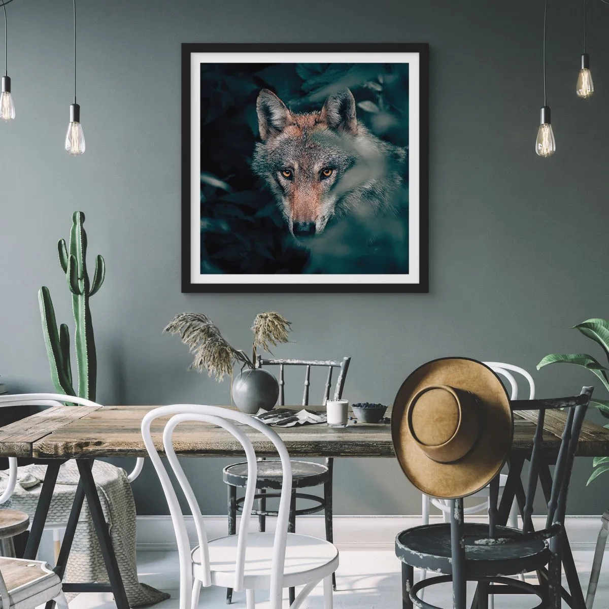 Affiche dans un cadre noir - Poster - Chasseur - 60x60 cm