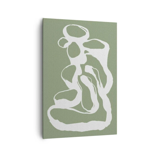 Impression sur toile - Image sur toile - Formes organiques en blanc sur fond vert - 70x100cm - L'appel de l'espace - Décoration murale moderne pour le salon et la chambre ARTTOR