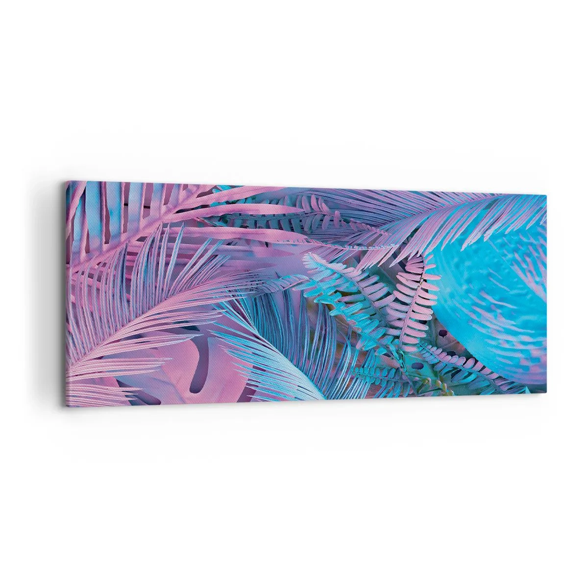 Impression sur toile - Image sur toile - Les tropiques en rose et bleu - 100x40 cm
