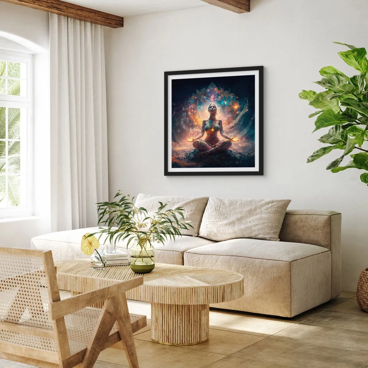 Affiche dans un cadre noir - Poster - Flux de bonne énergie - 30x30 cm