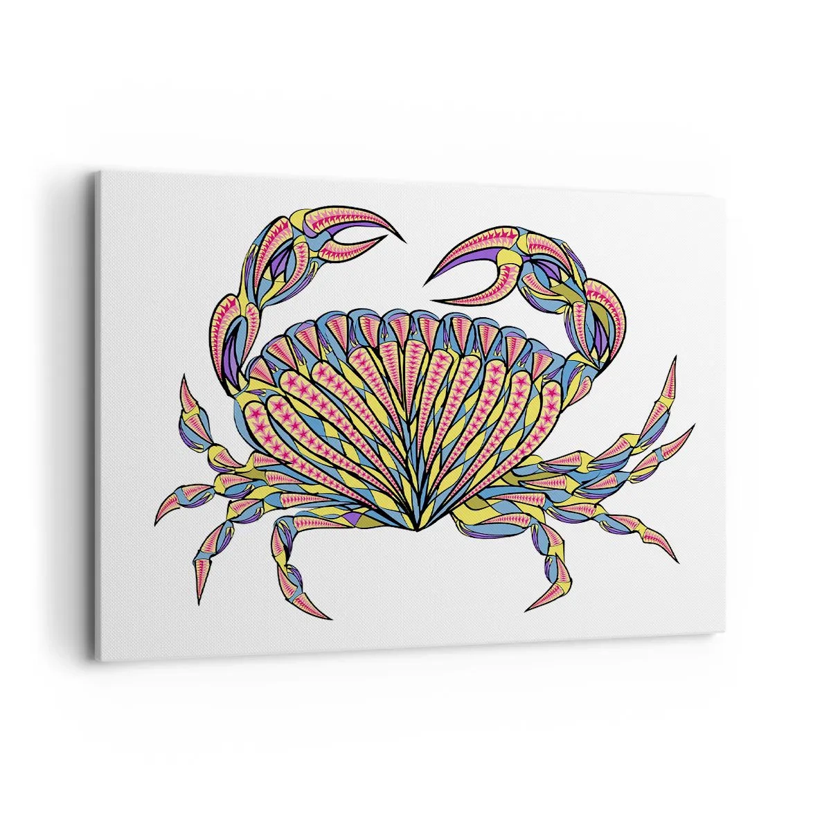 Impression sur toile - Image sur toile - Crabe coloré dans un style artistique - 100x70cm - Bijoux de la mer - Décoration murale moderne pour le salon et la chambre ARTTOR