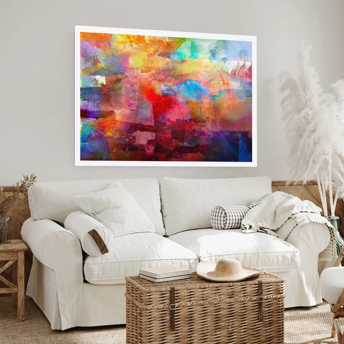 Affiche - Poster - Abstraction colorée dans des tons chauds et froids - 100x70cm - Regardez à l'intérieur de l'arc-en-ciel - Décoration murale moderne pour le salon et la chambre ARTTOR
