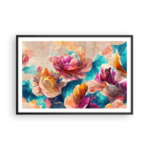 Affiche dans un cadre noir - Poster - Splendeur colorée du bouquet - 91x61 cm