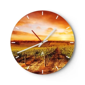 Horloge murale - Pendule murale - Coucher de soleil sur le vignoble - 30x30cm - Légèrement fruité avec une pointe de soleil - Décoration murale moderne pour le salon, la cuisine et la chambre ARTTOR