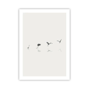 Affiche - Poster - Une composition minimaliste d'oiseaux au bord de l'eau - 50x70cm - Quatre étapes simples - Décoration murale moderne pour le salon et la chambre ARTTOR