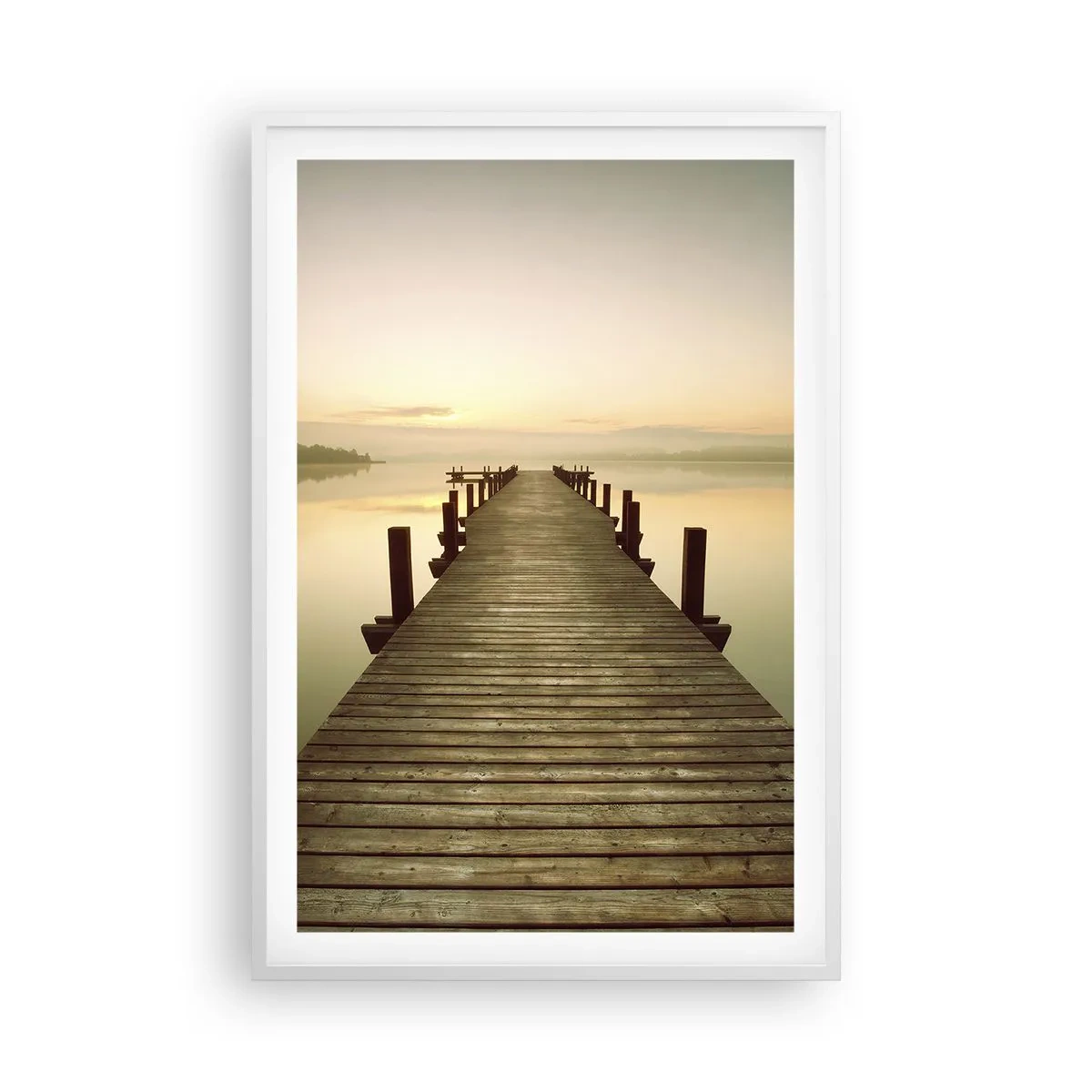 Affiche dans un cadre blanc - Poster - L'aube, les premières lueurs, le jour - 61x91 cm