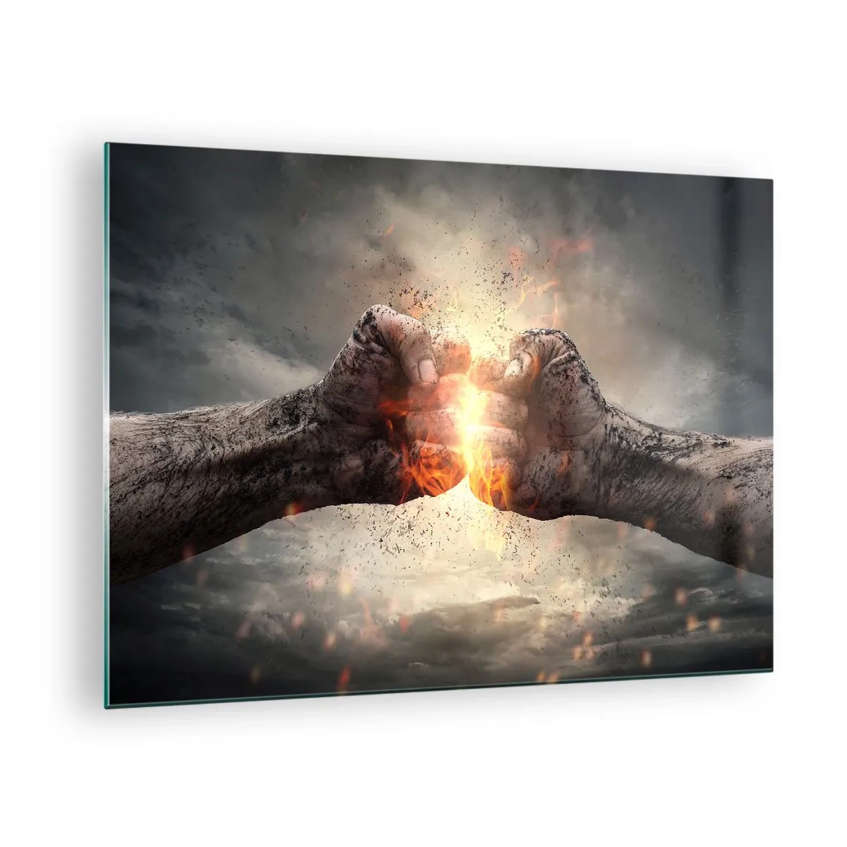 Impression sur verre - Image sur verre - Résistez au combat - 70x50cm - Lève-toi pour le combat - Décoration murale moderne pour le salon et la chambre ARTTOR