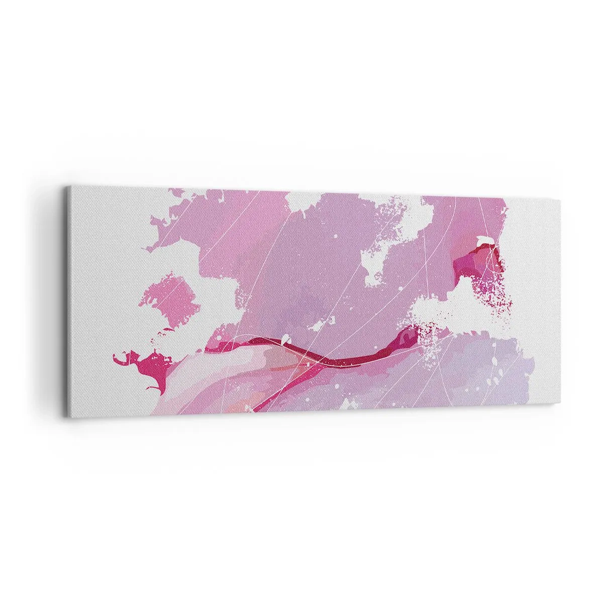 Impression sur toile - Image sur toile - Carte du monde rose - 100x40 cm